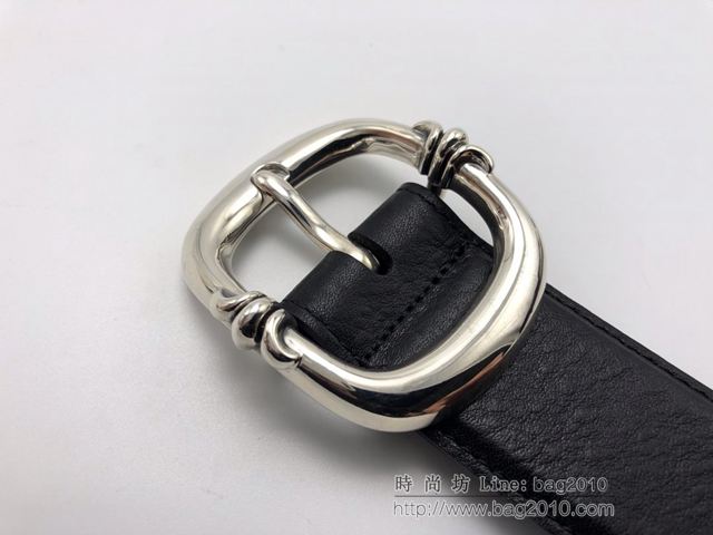 chrome hearts皮帶 克羅心經典針扣皮帶 克羅心銀飾做舊腰帶  gjc1600